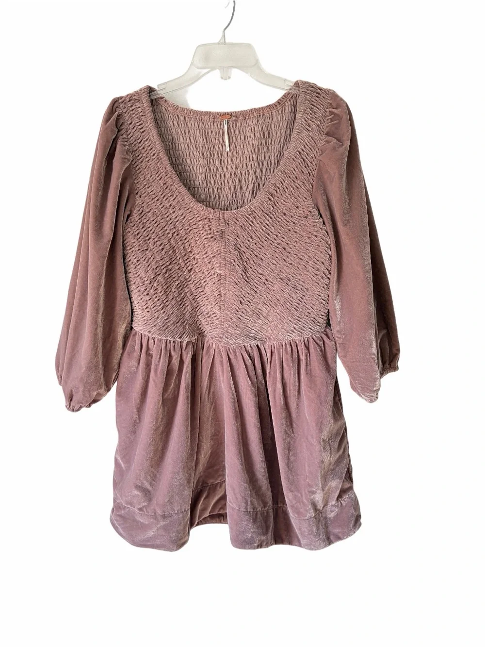 Free People NWOTS Farrier Mauve Smocked Bodice Peasant Mini Dress small
